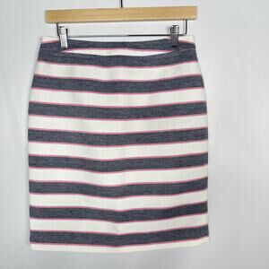 Halogen Size 4 Blue Cream Pink Striped Textured Pencil Skirt Career Office Work
